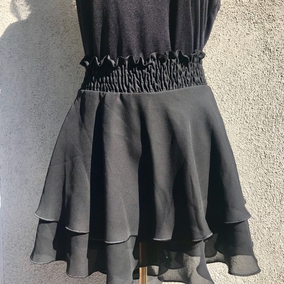 Black 3 Tiered Chiffon Flowing Short Sexy Skirt! Made in Ukraine - Picture 8 of 8